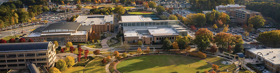 Aerial shot of buildings on Kennesaw State University's Kennesaw Campus